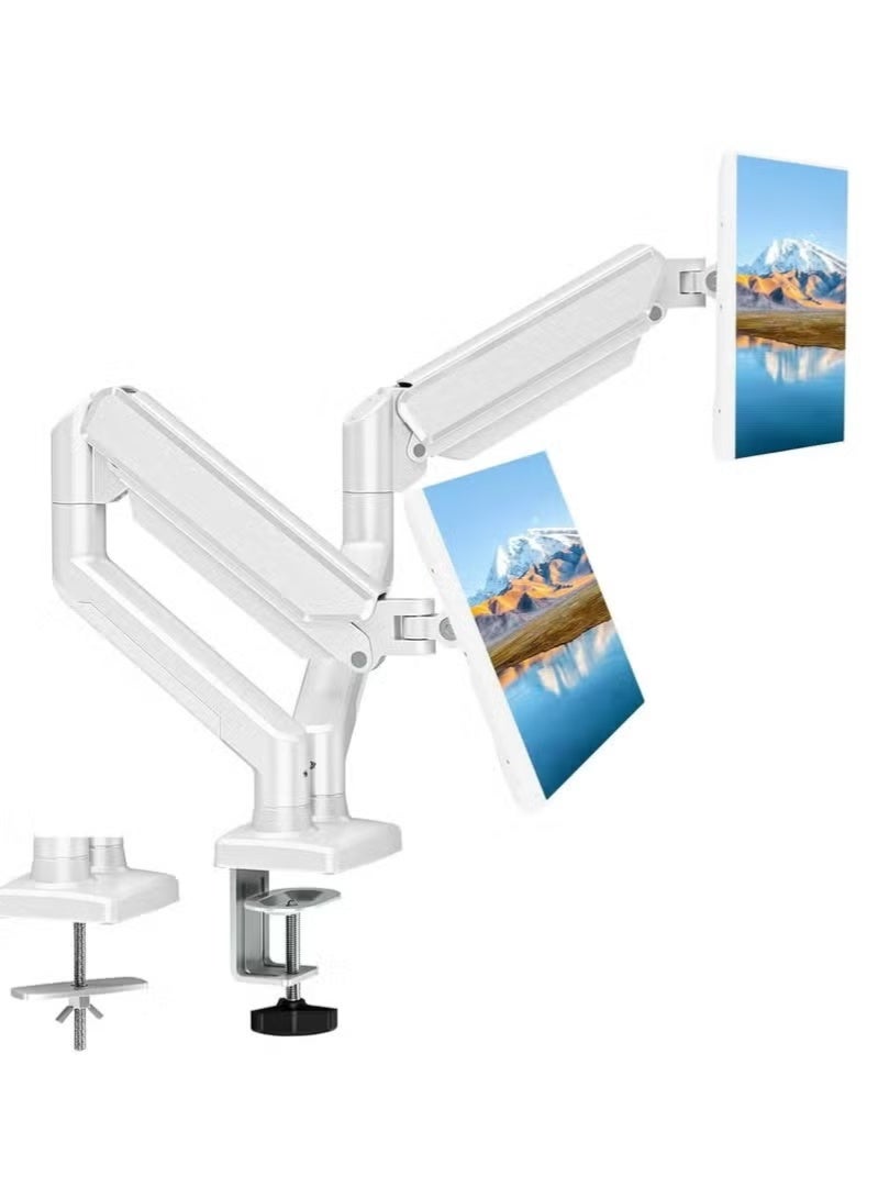 Bukela Dual Monitor Mount Stand, Articulating Gas Spring Monitor Arm, Adjustable Monitor Stand, Monitor Desk Mount with Clamp and Grommet Base - Fits 13 to 32 Inch LCD Computer Monitors - Image 1